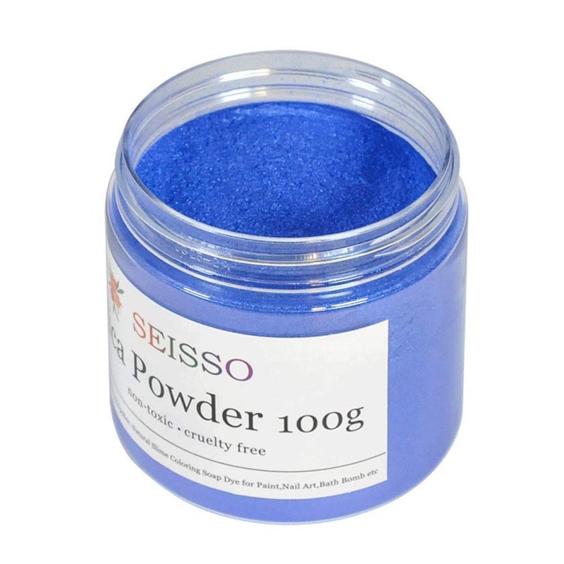 SEISSO Blue Mica Powder for Epoxy Resin 3.5 oz /100g Powdered Pigment for Soap Colorant Bath Bomb Dye, Cosmetic Grade for Lip Gloss, Acrylic Nails Polish, Craft Projects - Image 1